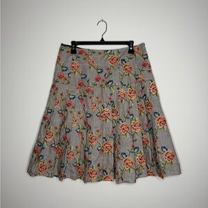 Brooks Brothers Floral Checkered Midi Skirt - Red and Green